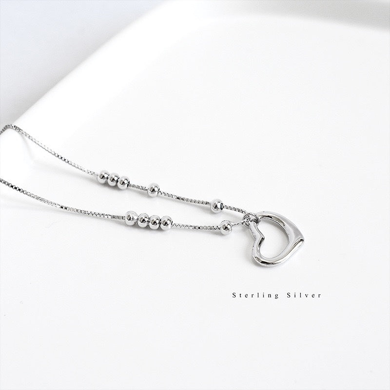 1pcs 999 Sterling Silver Box Chain Hollow Heart Beaded Adjustable Anklet, Sweet Minimalist Style, For Summer Beach Wear & Women Valentine Gifts