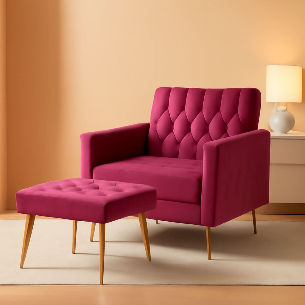 Accent Chair Recliner With Adjustable Armrests Fuchsia