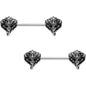 14G 9/16 Inspired By The Wild Elephant Barbell Nipple Ring Set