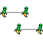 14G 9/16 Appealing Little Banana Alien Barbell Nipple Ring Set
