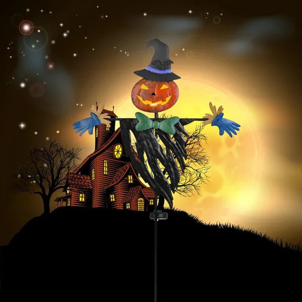Scarecrow Shape Halloween Decoration Light Waterproof Iron Halloween Decoration Solar Powered Stake Light for Party Garden Yard Park Lawn
