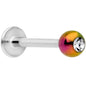16G 3/8 Clear Gem Rainbow Pearlescent Labret Monroe Tragus