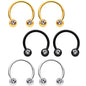 16G 3/8 Clear Gem Variety Horseshoe Nipple Ring Set of 6