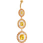 Yellow CZ Gem Gold Tone Triple Sunburst Dangle Belly Ring