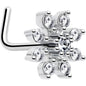 20G 1/4 Clear CZ Gem Flower L Shaped Nose Ring