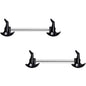 14G 9/16 Clear Gem Witch Hat Barbell Nipple Ring Set