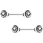 14G 9/16 Crescent Moon and Sun Barbell Nipple Ring Set