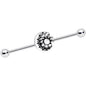 14G Crescent Moon with Star Dangle Industrial Barbell 38mm