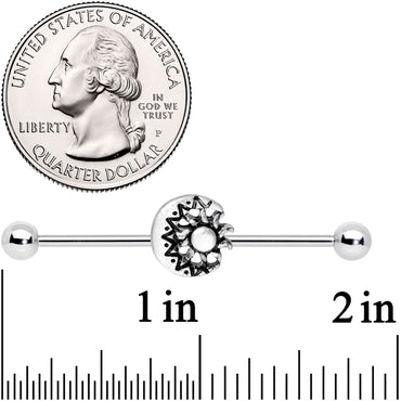 14G Crescent Moon with Star Dangle Industrial Barbell 38mm