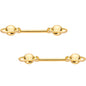 14G 9/16 Gold PVD Alien Spaceship Barbell Nipple Ring Set