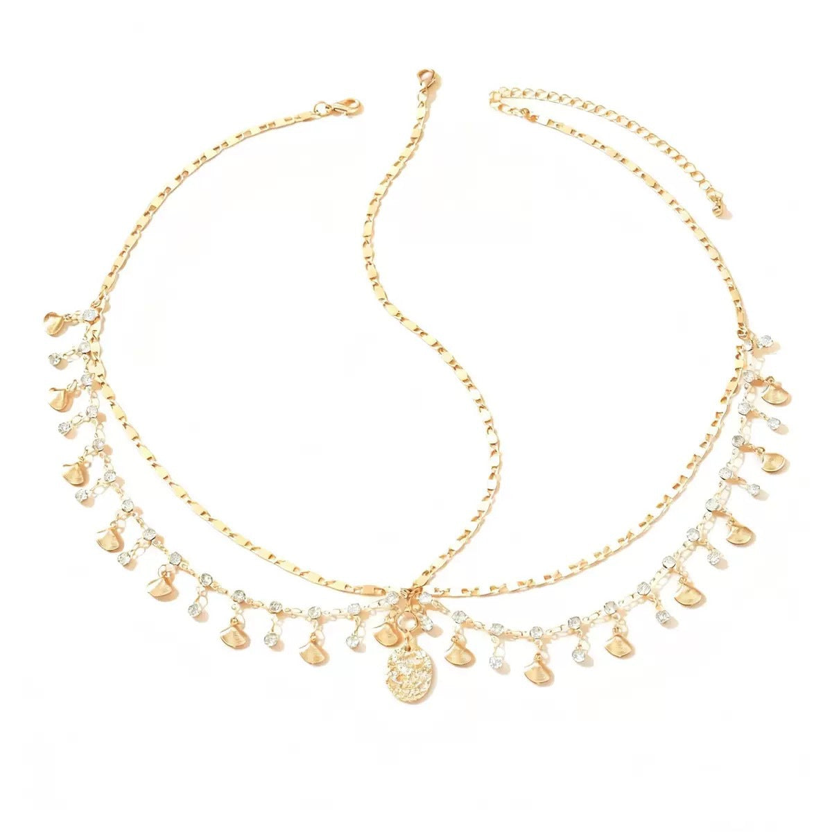 Metal Zircon Tassel Pendant Necklace Multi-layered Exotic Style