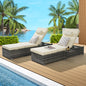 Outdoor Chaise Lounge Set PE Rattan 2 Piece Beige