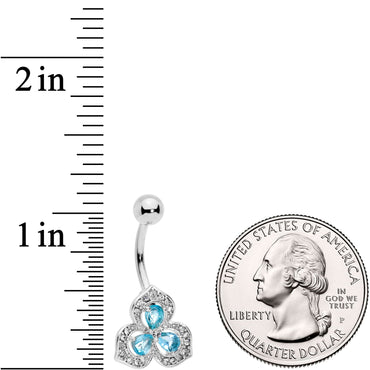 Blue Clear Gems Art Deco Luxe Glamour Leaves Dangle Belly Ring