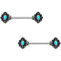 14G 9/16 Faux Turquoise Baroque Oval Barbell Nipple Ring Set
