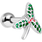 16G 1/4 Red Green Under The Mistletoe Cartilage Tragus Earring