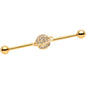 14G Clear Gem Gold Tone Planet Saturn Industrial Barbell 38mm