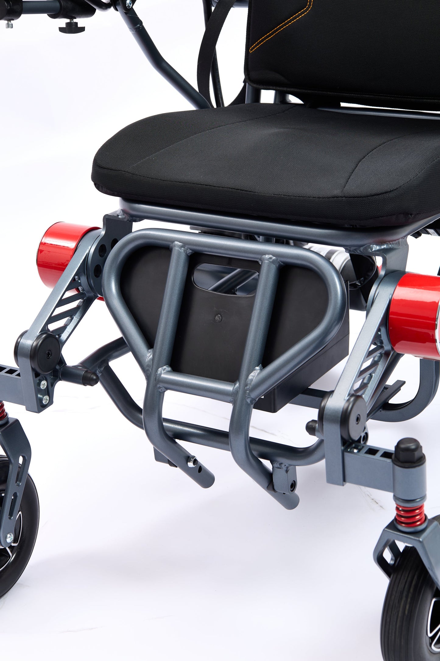 Wheelchair Electric Foldable Aluminum 40 Mile Dual Battery Black Red 42 In
