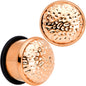 Rose Gold Tone Hammered Finish Single Flare Plug Set 6mm to 16mm Sizes
