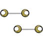 14G 9/16 Glow in the Dark Yellow Moon Barbell Nipple Ring Set