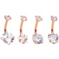 Clear Gem Rose Gold Hue Round Rhombus Heart Star Belly Ring Set of 4