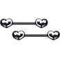 14G 9/16 Black White Silhouette Cat Lover Barbell Nipple Ring Set