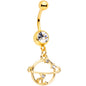 Clear Gem Gold Tone Stars Orbit Planet Saturn Dangle Belly Ring