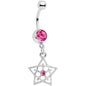 Pink Gem Star and Snow Flower Dangle Belly Ring