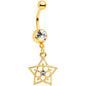 Clear Gem Gold Tone Star and Snow Flower Dangle Belly Ring