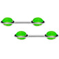 14G 9/16 Green Glow in the Dark Saturn Barbell Nipple Ring Set