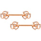 14G 9/16 Clear Gem Rose Gold Tone Flower Barbell Nipple Ring Set