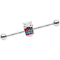 14G Happy Holiday Hoot Owl Industrial Barbell 38mm