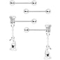 14G 9/16 Flowers Barbell Nipple Ring Set of 4