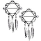 14G 9/16 Clear Gem Lotus Flower Feather Dangle Nipple Shield Set