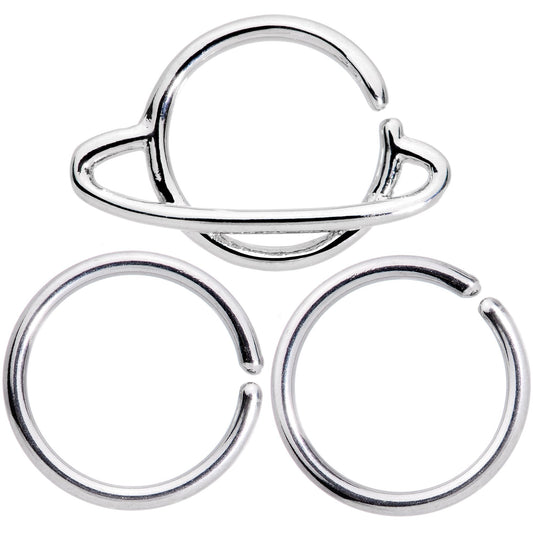 16G 3/8 Saturn and Friends Seamless Circular Ring Set of 3