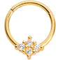 16G 3/8 Clear CZ Gem Gold Tone Quad Rhombus Hinged Segment Ring