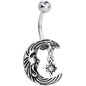 Clear Gem Serene Moon and Star Dangle Belly Ring