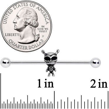 14G Sweet Black Eyed Alien Industrial Barbell 38mm