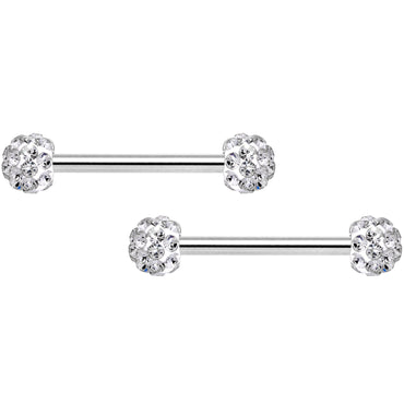 14G 9/16 Clear Gem Disco Ball Barbell Nipple Ring Set of 4