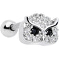 18G 5/16 Clear CZ Gem Wise Owl Cartilage Tragus Earring