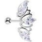 18G 5/16 Clear CZ Gem Geometric Crest Cartilage Tragus Earring