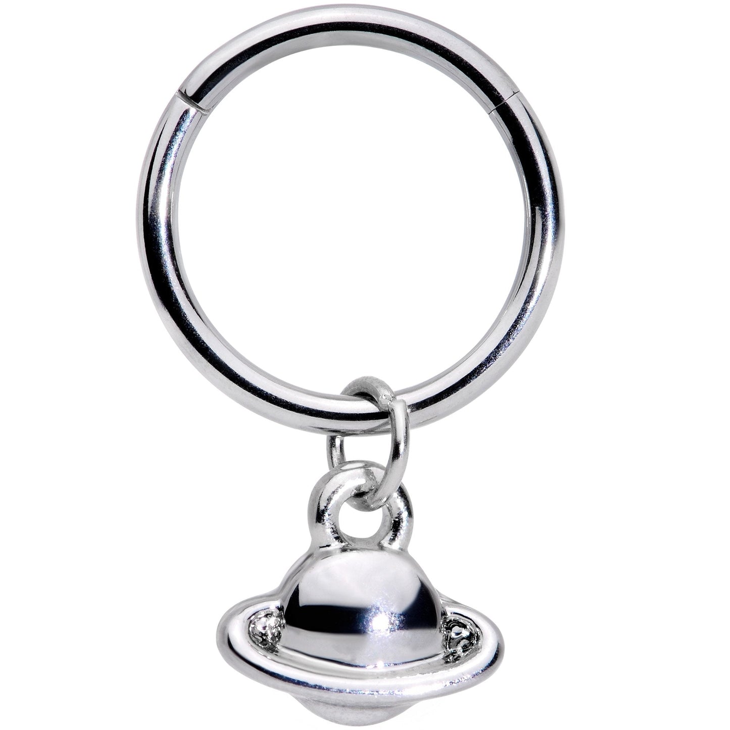 16G 3/8 Ringed Planet Saturn Dangle Hinged Segment Ring