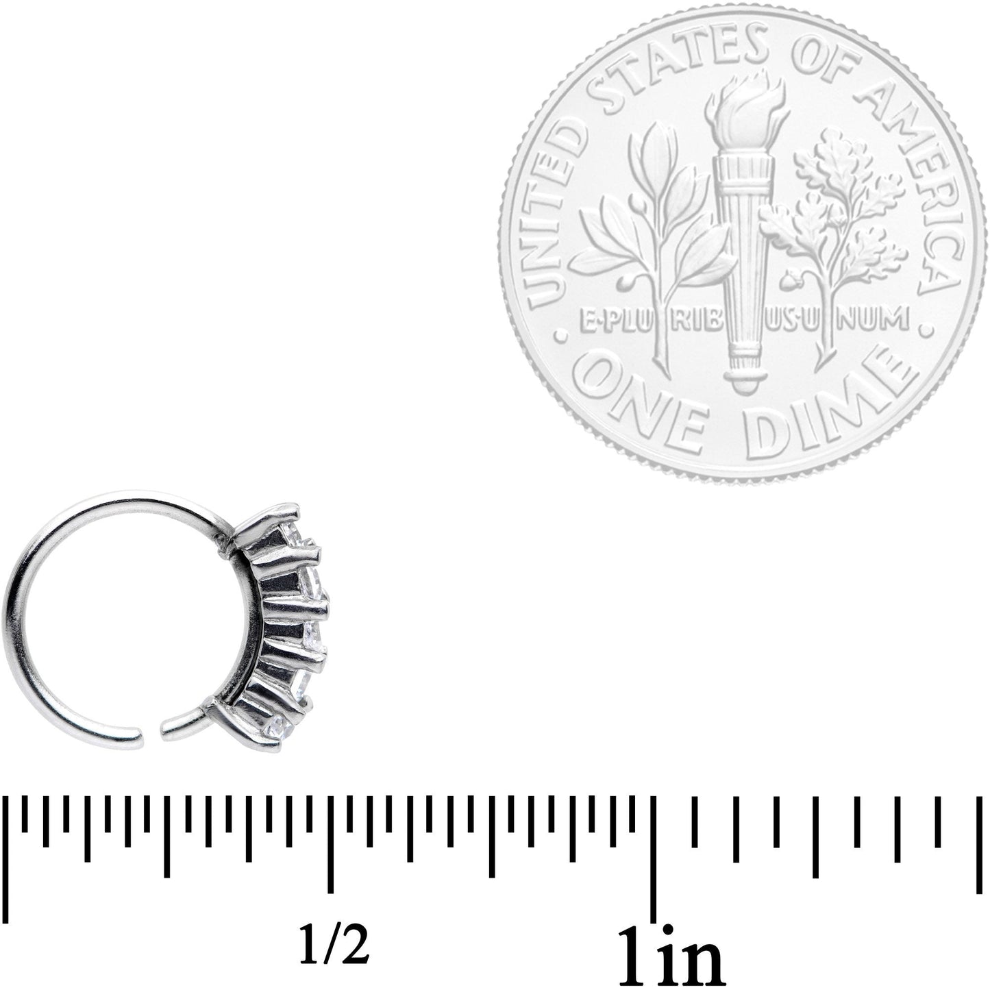 18G 5/16 Clear CZ Gem Crowning Glory Seamless Circular Ring