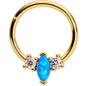 16G 3/8 Blue Synthetic Opal Glamour Gold Tone Hinged Segment Ring