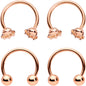 14G Rose Gold Tone Outer Space UFO Horseshoe Nipple Ring Set of 4