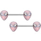 14G 9/16 White Faux Opal Alien Invader Barbell Nipple Ring Set
