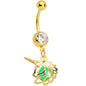 Clear Gem Gold Tone Glow Orb Unicorn Dangle Belly Ring
