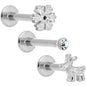 16G 5/16 Gem Winter Holiday Cartilage Tragus Earring Set of 3