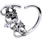16G 3/8 Clear CZ Gem Abstract Hearts Right Heart Closure Ring