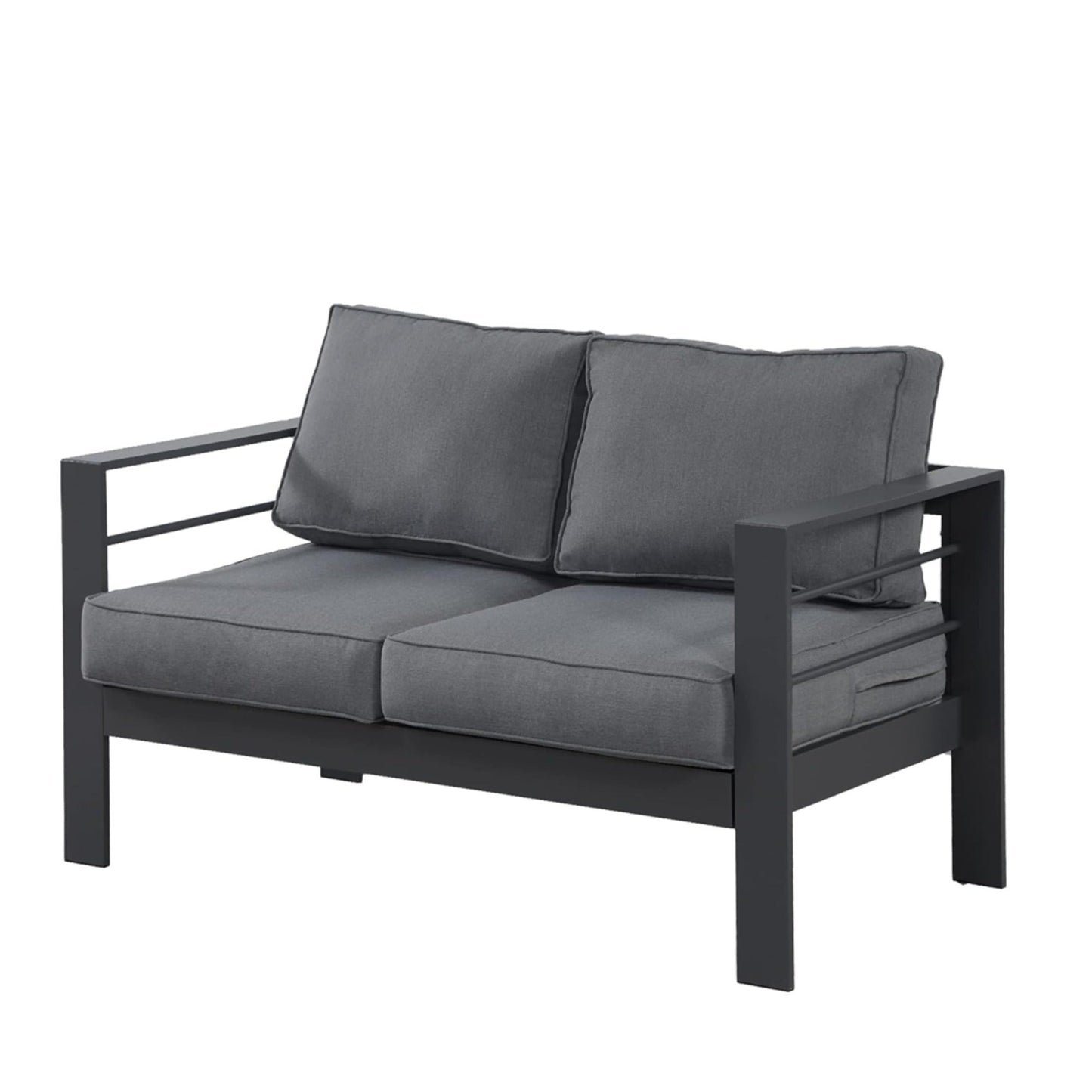 Outdoor Loveseat Aluminum Gray Dark Gray Olefin Cushions 50in