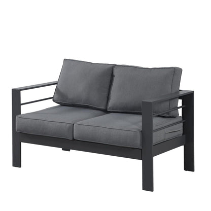 Outdoor Loveseat Aluminum Gray Dark Gray Olefin Cushions 50in